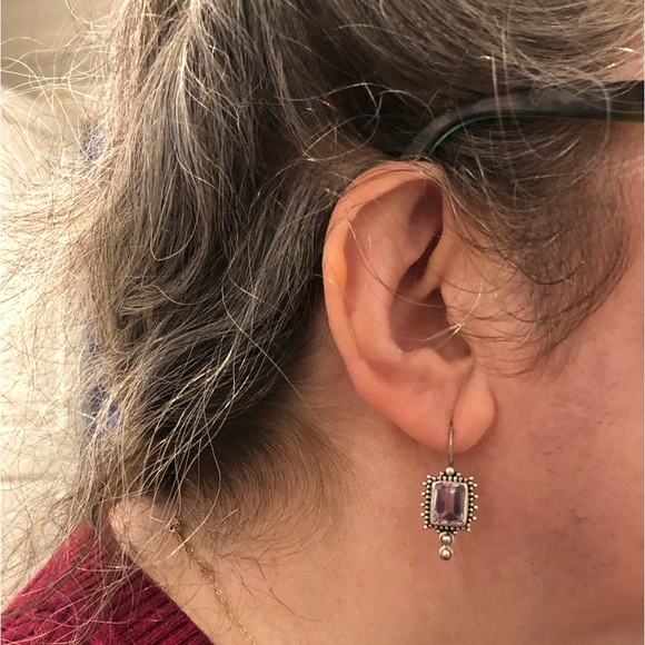 Sterling Silver Amethyst Earrings - Picture 3 of 6